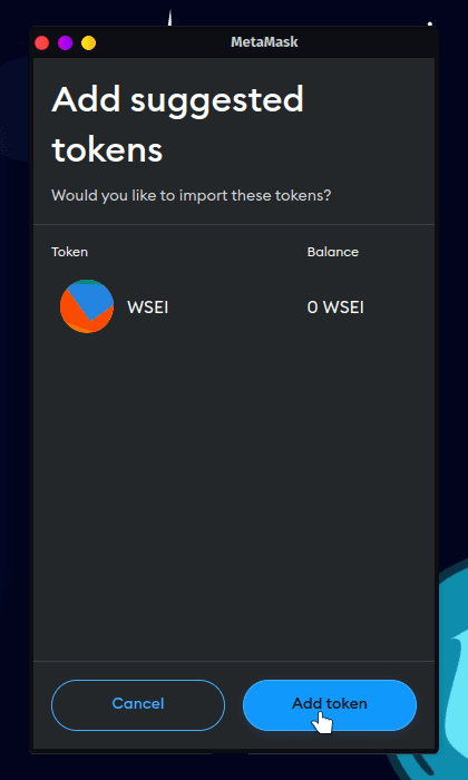 Confirm addition of WSEI token