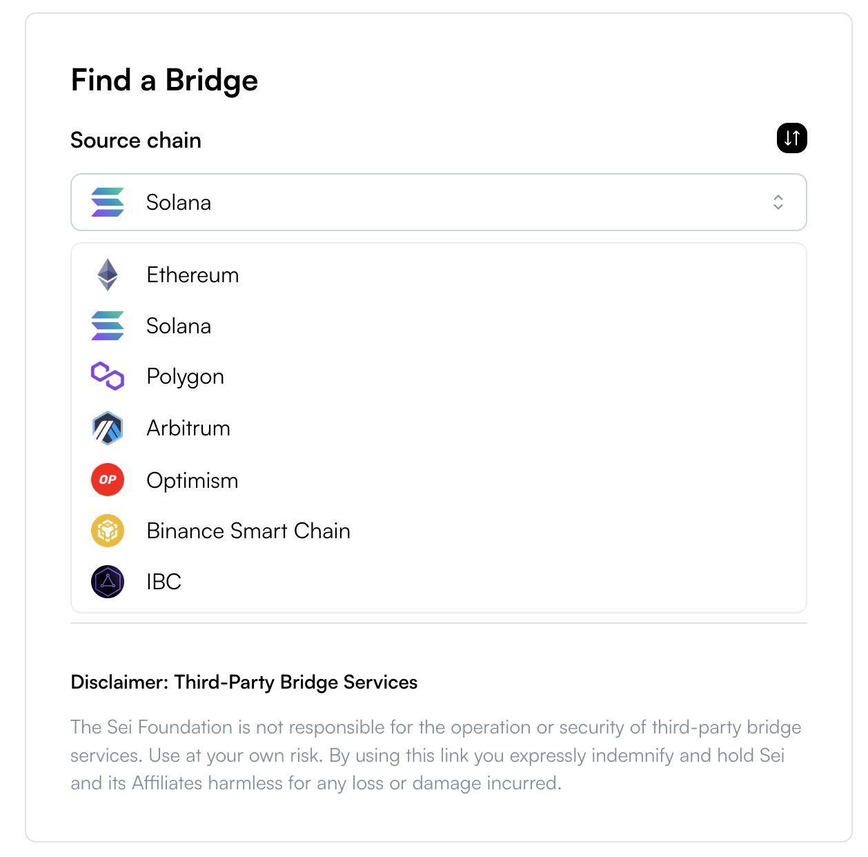 Select a source chain